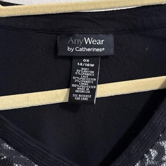 AnyWear by Catherines Womens Plus Size 0X Black Lace V-Neck Sleeveless Top - Picture 2 of 4